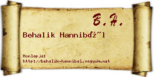 Behalik Hannibál névjegykártya